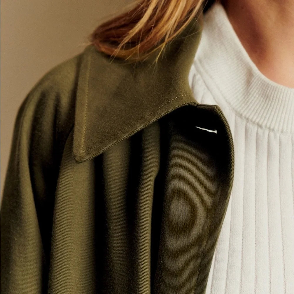 Sezane Clyde Coat Dark Khaki - Size 4 - Picture 8 of 10